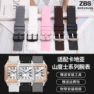 Silicone strap suitable for Cartier Santos Santos 100 watch strap men's waterproof bracelet accessories 【JYUE】