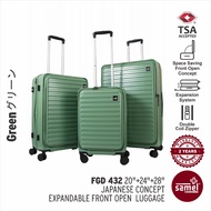 SAMEL 3-IN-1 SET FGD 432 JAPANESE CONCEPT EXPANDABLE ANTI-THEFT ZIPPER FRONT OPEN LUGGAGE (20" + 24"