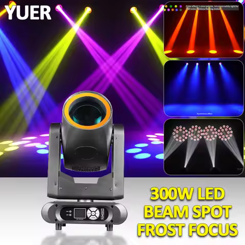 YUER LED 300W Beam Spot Wash Rainbow Effect Frost Focus Moving Head Light Lyre Dj Disco Music DMX512
