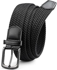 Men's Elastic Belt, Braided Belt Without Holes, Robust Construction and Easy to Move, 35 mm, black,