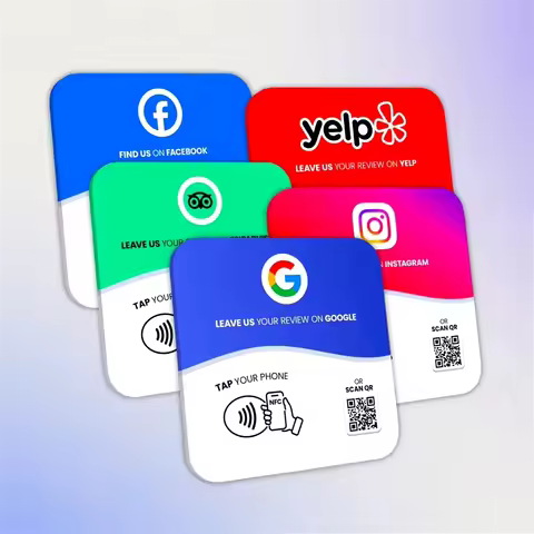 Google Business NFC QR Code Sign Social MediaTag Google Review Faceboook NFC Tap or Scan One Tap Con
