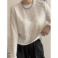 [HZA] Butterfly Pattern round Neck T-shirt Long Sleeve Top