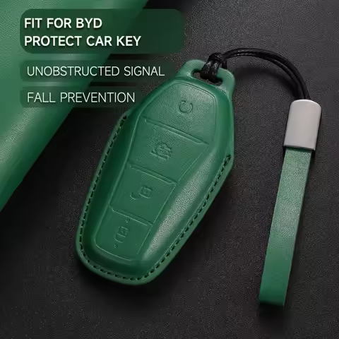 Leather Car Key Cover Case Protection Shell Keychain For BYD Tang EV600 Han EV Yuan ATTO 3 Song PLUS