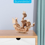 [Sunnimix1] Wooden 3D Sailboat Puzzle Puzzle Toy Sensory Toy Puzzle Handcrafts Puzzle for Birthday Living Room Kids Boys Child