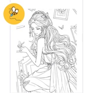 50 sheets of printed paper for children to color (animals, princesses, flowers, fruits...) - A4, A5 