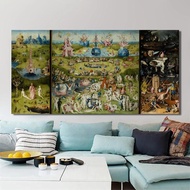 Lukisan Minyak Hieronymus Bosch Taman Kepulayaan Dunia, Cetakan di atas Kanvas untuk Hiasan Dinding 