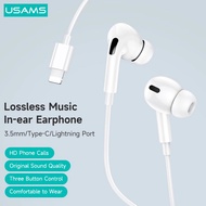 USAMS EP-41 3.5mm Type C IP In-ear Earphone HiFi Stereo Earbuds For Phone Tablet MP3