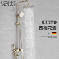 Gold Shower Faucet Set for Home Use, All Copper Body, European Style Bathroom Shower, Thermostatic F