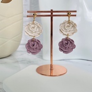 Flower Dangling Earring | Floral Drop Earring | Handmade Polymer Clay Earrings | Rose Earring | Stat