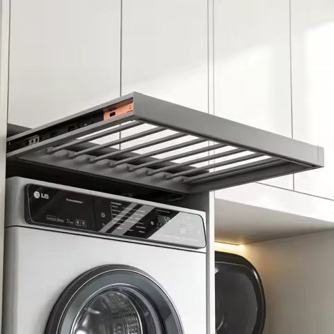 Pull Out Clothes Drying Rack Retractable Above Washing Machine Clothes Hanger Hidden Storage Drying