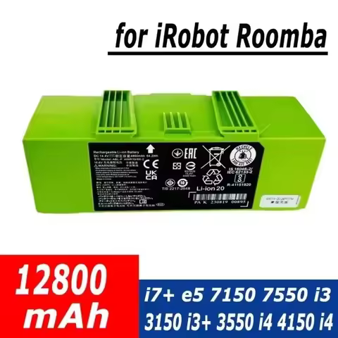 14.4V 12800mAh i7 Battery Replacement for iRobot Roomba e and i Series i7+ e5 7150 7550 i3 3150 i3+ 