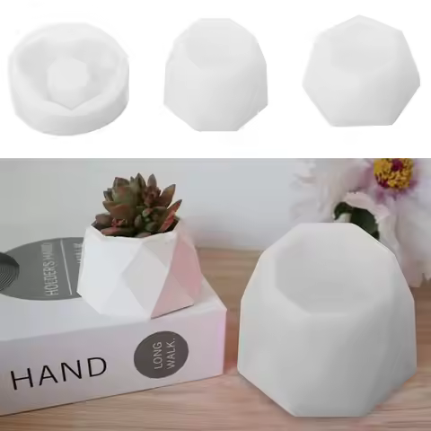 Silicone Pot Molds Form Arts Craft Polygonal Cup Moulds DIY Succulent Flowerpot Clay Plaster Gypsum 