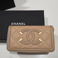 CHANEL香奈兒Vanity荔枝拉鍊中夾/ 零錢包中夾