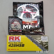 Chain Set + Sprocket For GPX-LEGEND 200 (428x15+42T-132L) (Max Wheel Model And Rear Drum Brake Spoke