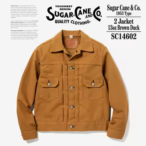 SUGAR CANE & CO 1953 Type 2 13oz Brown Red Ear Japanese Cotton Canvas Jacket
