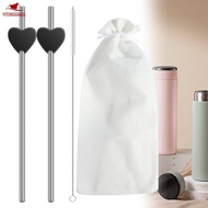 2Pcs No Wrinkle Straw Stainless Steel Straw Reusable Straws 11.5 Inch Long Metal Straw with Cleaning Brush and Cloth Bag SHOPSKC1212