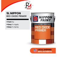 NIPPON PAINT Red Oxide Primer 5L Metal Primer Anti-Rust Undercoat Steel Paint Iron Paint Cat Besi An