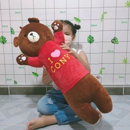 Thú bông Gấu Brown và thỏ Cony size lớn 80cm gối ôm dài hình gấu nâu brown cho bé vải nhung mềm mịn