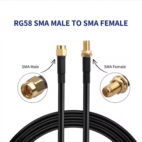 RG58 Coaxial Cable SMA Male to SMA Female Connector Industrial Grade No Power Supply Required 1M 2M 
