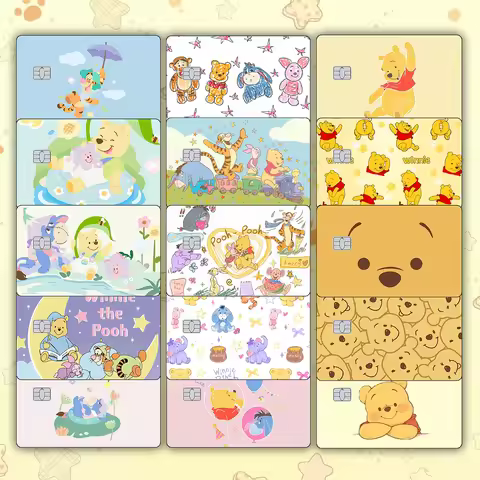 Cartoon Bear Credit Card Skin Sticker Animation Winnie Matte Stickers for VISA JCB and Mastercard AC