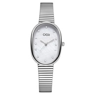 GEDI ผู้หญิงนาฬิกาควอตซ์กันน้ําขนาดเล็กสีเงินเหล็กแฟชั่นใหม่รุ่น Gedi ยี่ห้อนาฬิกาข้อมือ
