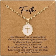 Dainty White Cross Necklace for Women - Gold Small Cross Necklace Set, Christian Tiny Cross Pendant 