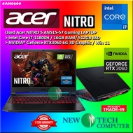 #AN060 USED ACER NITRO AN515-57 Gaming Laptop intel i7-11800H 16GB 512GB SSD NVIDIA RTX3060 RTX 3060