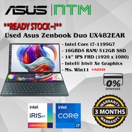 #AZ248 USED ASUS ZENBOOK DUO UX482EAR Intel i7-1195G7 16GBD5 512GB SSD Intel Iris XE Dual Touch Scre