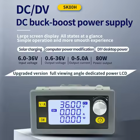 XY-SK80H Digital Control DC Buck Boost Converter Adjustable with LCD Display DC6-36V 5A 80W Power Su