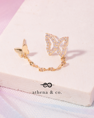 Athena &amp; Co. 18k Gold Plated Calla Butterfly Chain Earrings - 925 Silver Post, Hypoallergenic