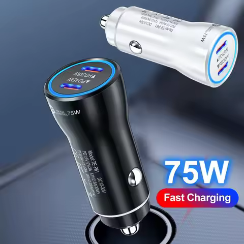 75W USB C Car Charger Dual Ports Type C PD Charger In Car Fast Charge Adapter For iPhone 15 14 Xiaom