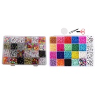 1 Set English Letter Acrylic Beads Square Flat Alphabet Beads & 1 Set Beads Jewelry Making Kit - See