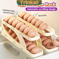 Trinket 2 Tier Eggs Dispenser Auto Rolling Egg Tray Refrigerator Egg Storage Rack