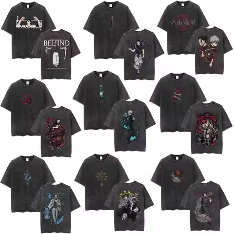 Anime Jujutsu Kaisen Toji Fushiguro Graphic Vintage Washed T-shirts Men Women Short Sleeve T Shirt F