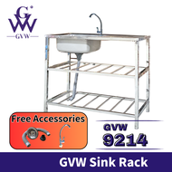 GVW 9210 Stainless Steel Kitchen Sink / Single Bowl Sink / Single Drainer / Dish Rack / Kitchen Organizer