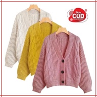 CARDIGAN RAJUT WANITA / CROP CABLE CARDY / CARDIGAN RAJUT KANCING / CARDIGAN MOTIF CABLE