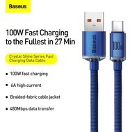 Baseus Crystal Shine Series Fast Charging Data Cable USB to Type-C 100W 1.2M Cable - Blue HM