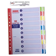 COLOUR PP INDEX DIVIDER 906-10 ( 10 COLOUR TAB ) PLASTIC INDEX DIVIDER