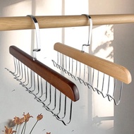 Multifunctional Wooden Hanger with 8 Space-Saving 360 Degree Rotating Hooks - xoilac Belt and Underw