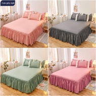 【Unimont】Bed Skirt Solid Color King Queen Size Bedsheet Mattress Dustproof Cover 4/5/6 Feet Bed Cover (Pillowcase Purchased Separately)