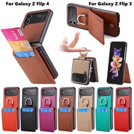 For Samsung Galaxy Z Flip 4 Z Flip 3 5G Ring Holder Card Package Integrated Phone Case For Samsung G