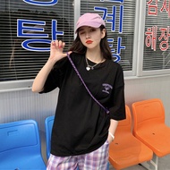 baju wanita murah t shirt viral lengan panjang Versi Korea Musim Panas 2021 Baru Gaya Harajuku Longgar Teman Wanita T-Shirt Lengan Pendek Pelajar Perempuan Lengan Tengah