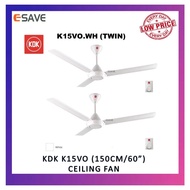 KDK K15V0 (TWIN SIZE) 3 Blades Regulator CEILING FAN 60INCH WHITE colour K15VO.WH.60"