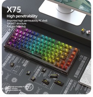 ของแท้ XINMENG X75 RGB Mechanical keyboard คีบอร์ดเกมมิ่งโปร่งใส คีย์บอร์ดเชิงกลแบบมีสาย แป้นพิมพ์คอ