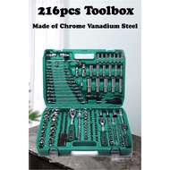 216pcs 1/4” 3/8” 1/2” 72T Socket Wrench Set Socket Hand Tool Ratchet Spanner Wrench Spaner Bits Adap