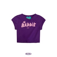 DADDY | Baddie Crop Top เสื้อยืดครอปท็อป สกรีนกากเพรช Baddie สีม่วง