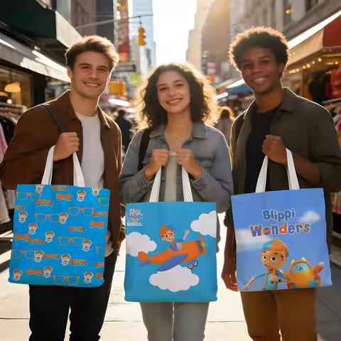 Storage Bags Double-sided Large Washable Unisex Reusable Bag For Market Shopping School Daily B-Blip