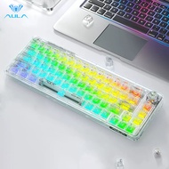 AULA F68บลูทูธไร้สาย3โหมดคีย์บอร์ดแบบกลไก Hotswap RGB 68 Keycap ปรับแต่งโครงสร้างปะเก็นแบบชาร์จไฟได้