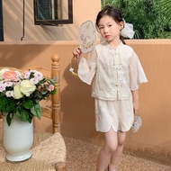 新款时尚女童国风套装2025新款儿童新中式汉服夏装女孩短裤洋气7.13