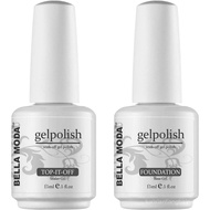 BELLA MODA 15ml Base and Top Coat Gel Nail Polish No Wipe Top and Base Coat Set Soak Off Lacquer Gel